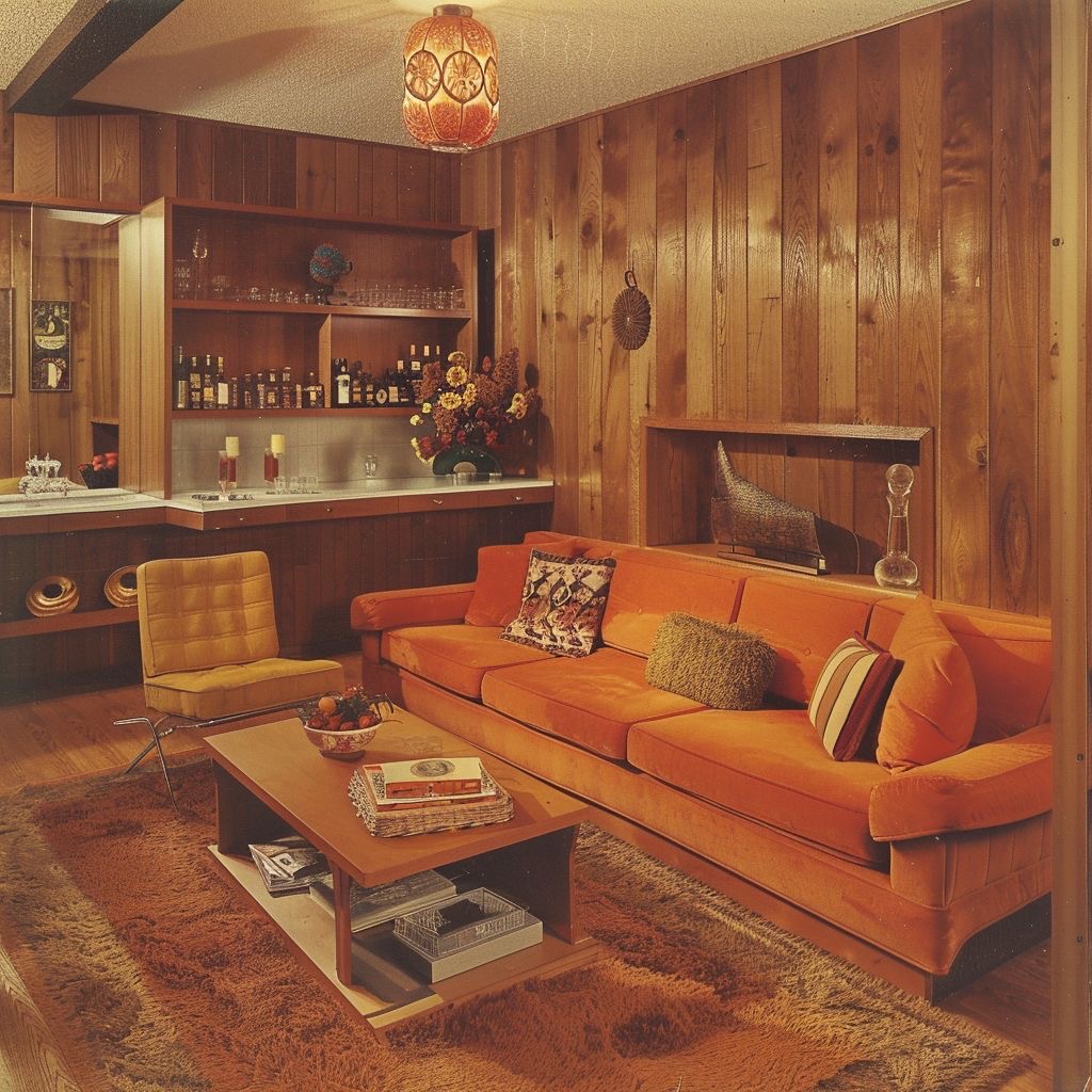Your Living Room Is Drenched in Wood Paneling and Burnt Orange Vibes
