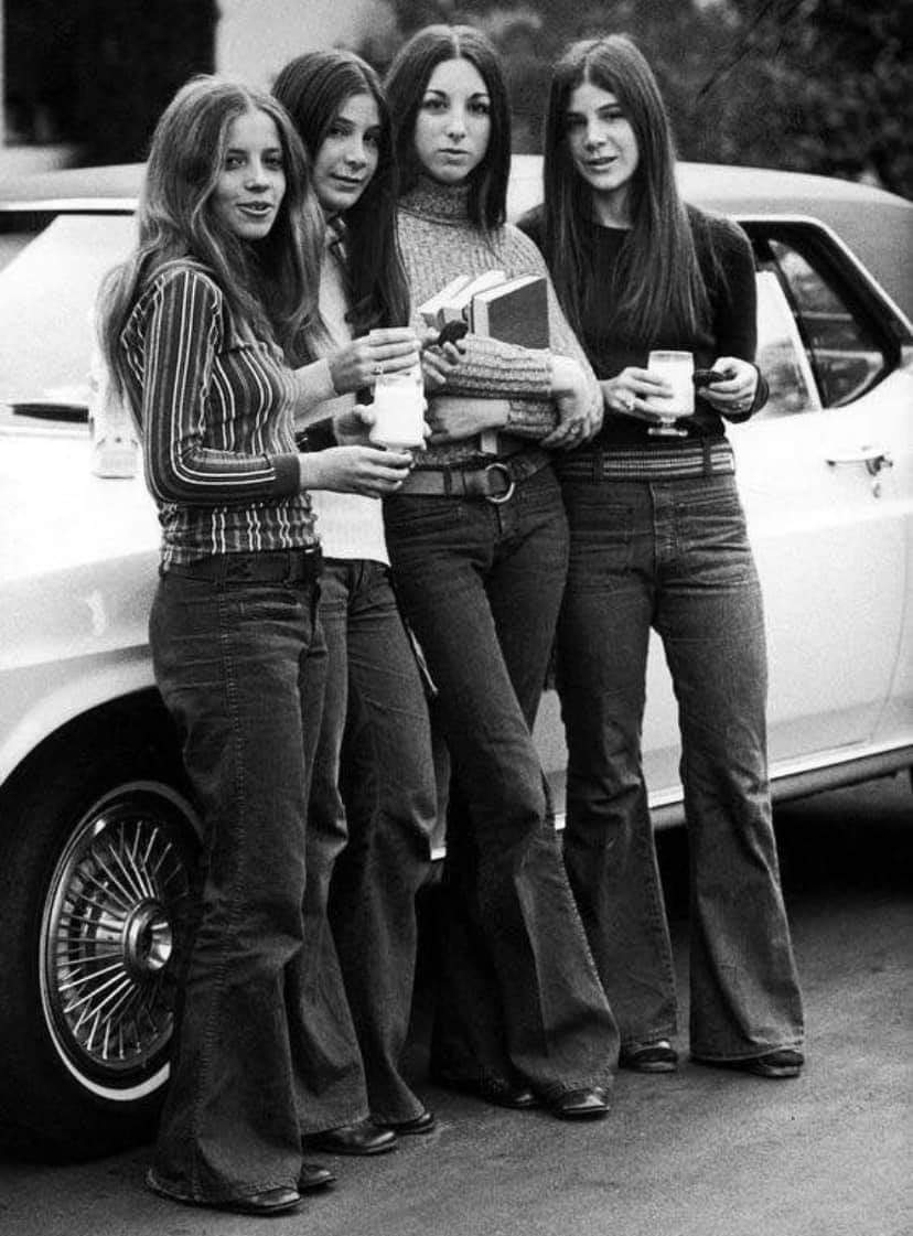 Bell bottoms, books, and milk cartons.