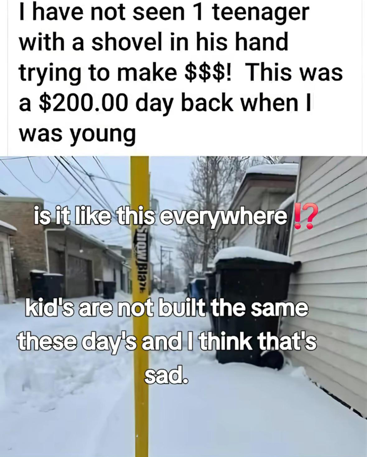 Back in My Day, Snow Shoveled Itself!