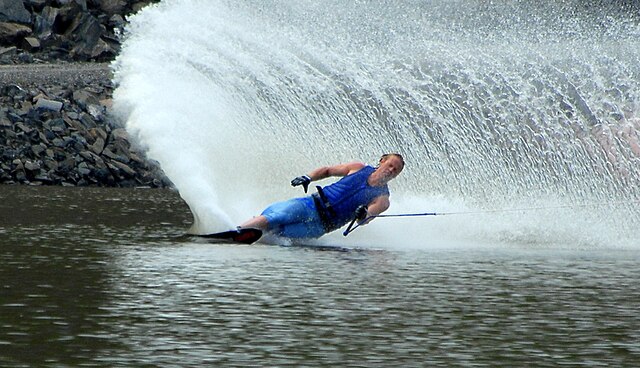 Writing cursive on the water.