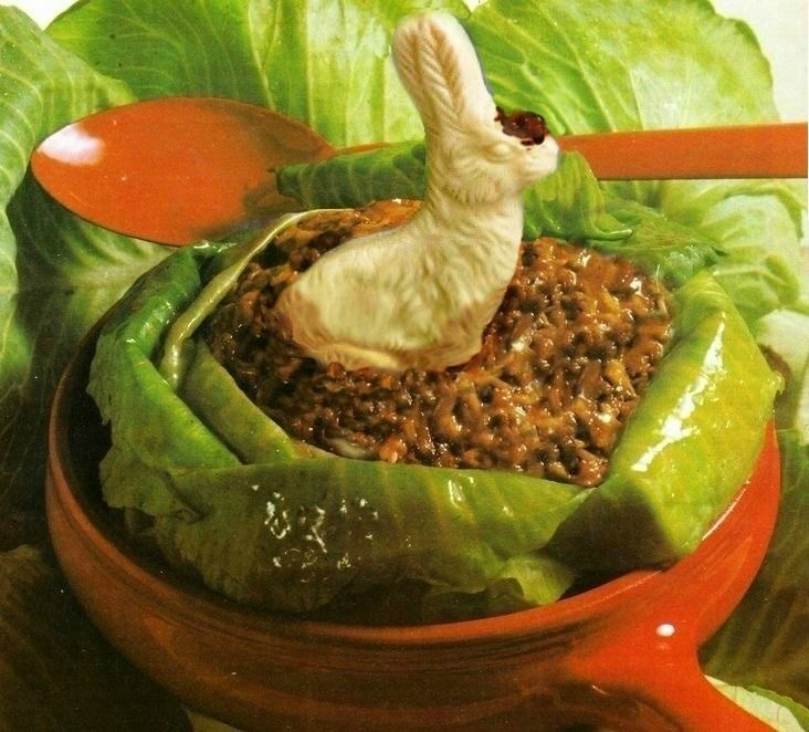 White Chocolate Bunny in Stuffed Cabbage