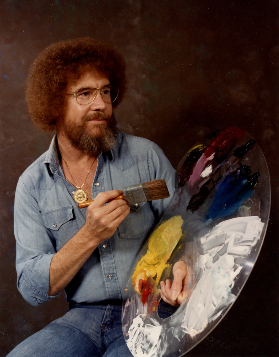 Bob Ross and his happy little trees.