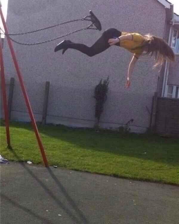 Girl Yeets Herself Into the Atmosphere via Swing