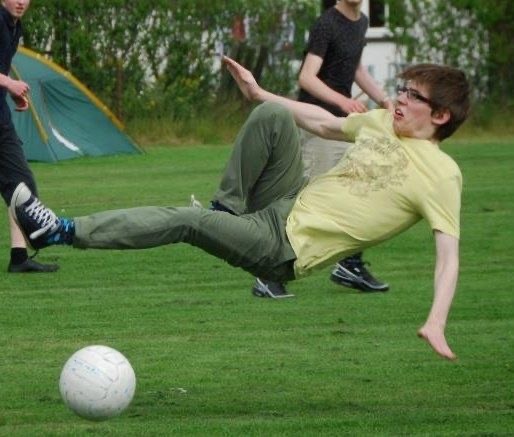 Boy Misses the Ball, Finds the Ground