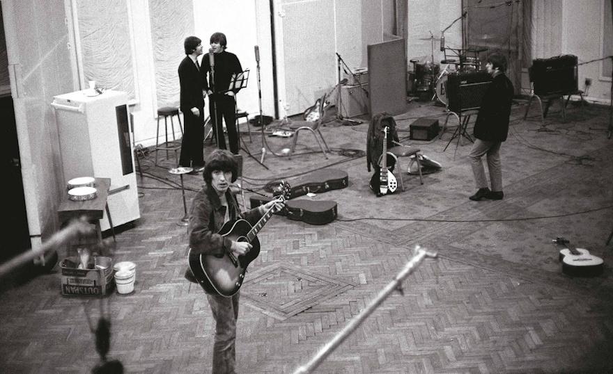 The Beatles at Abbey Road Studios. With instruments scattered and creativity flowing, the studio was a laboratory of sound. Abbey Road became the blueprint for how records would be made for decades to come.