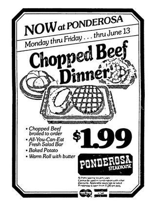 Chopped beef dinner for $1.99.