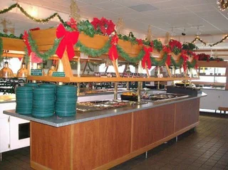 Nothing said ‘family tradition’ like a Ponderosa buffet decked out for Christmas.