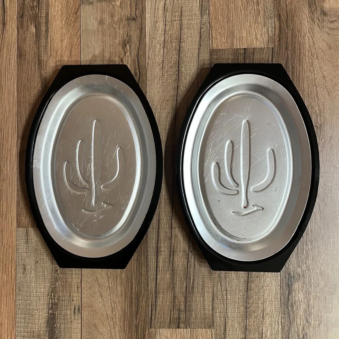 Every steak came to the table on these hot metal platters.