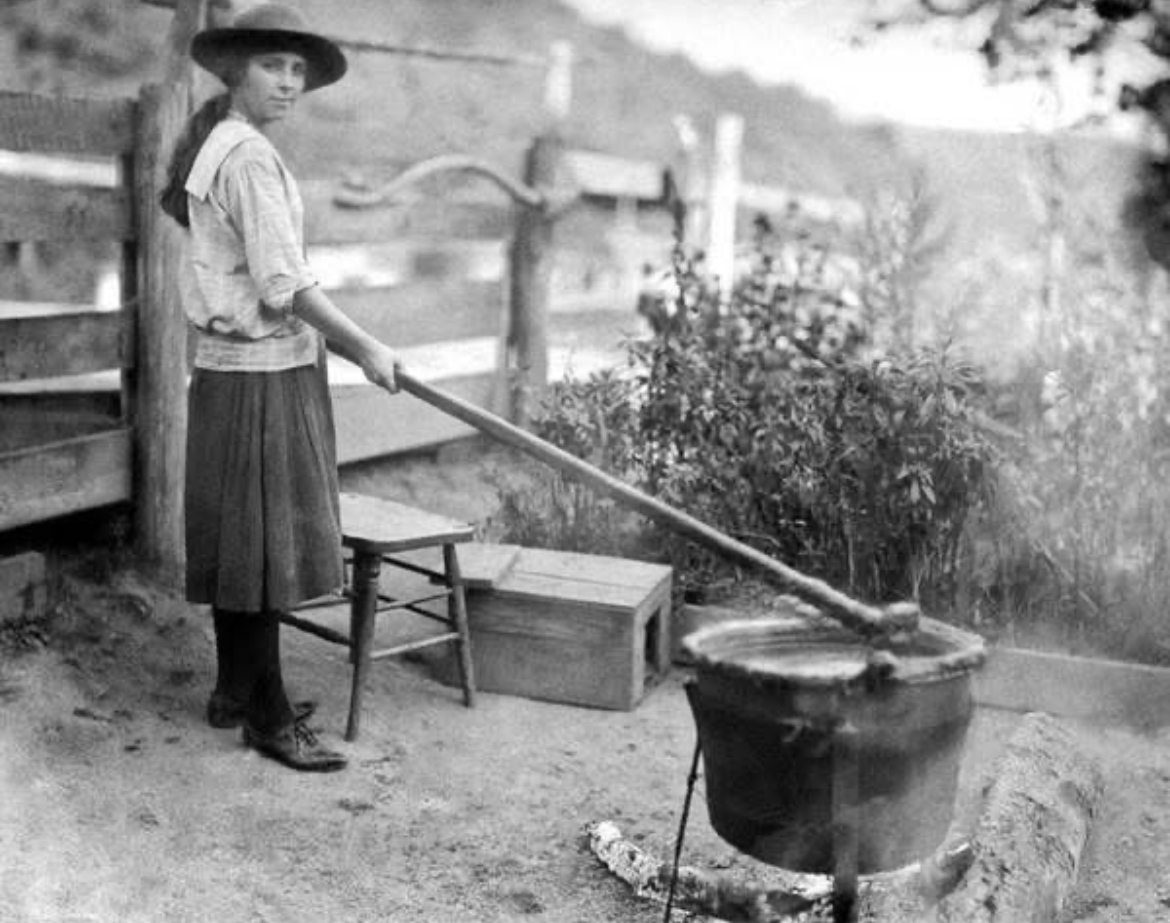 Apple Butter Station, Oct 1920: Sweet Work in Progress