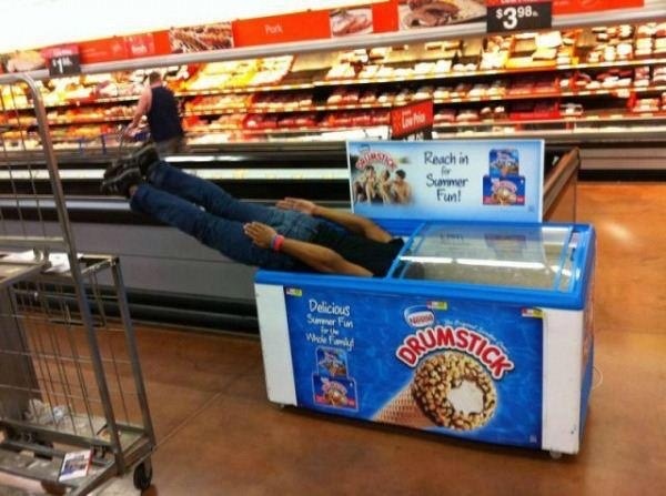 Man in Freezer. That’s It. That’s the Caption.