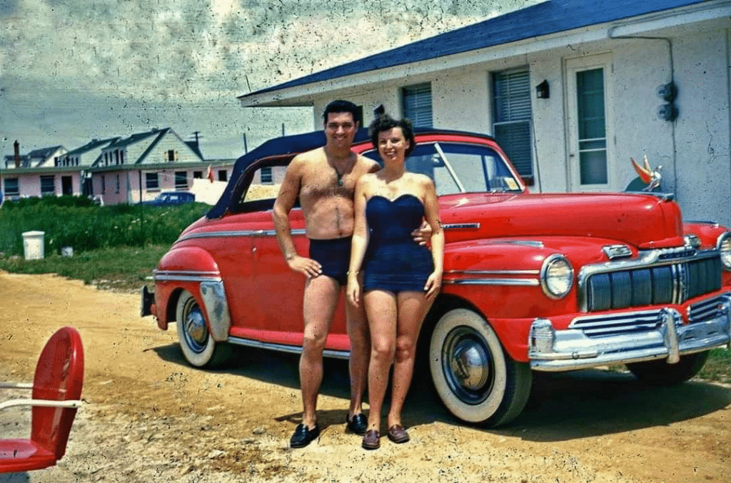 The perfect beach date: him, her, and a whole lot of chrome.