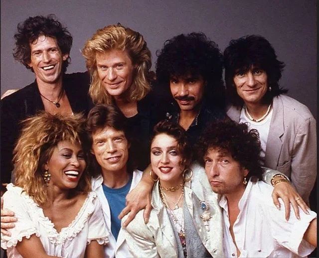When the backstage crew photo looks like a Rock & Roll Hall of Fame lineup.