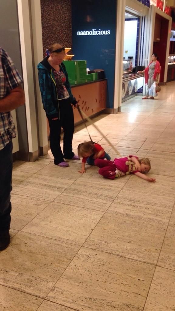 Two Kids on Leashes, Zero Supervision, One Scrolling Queen