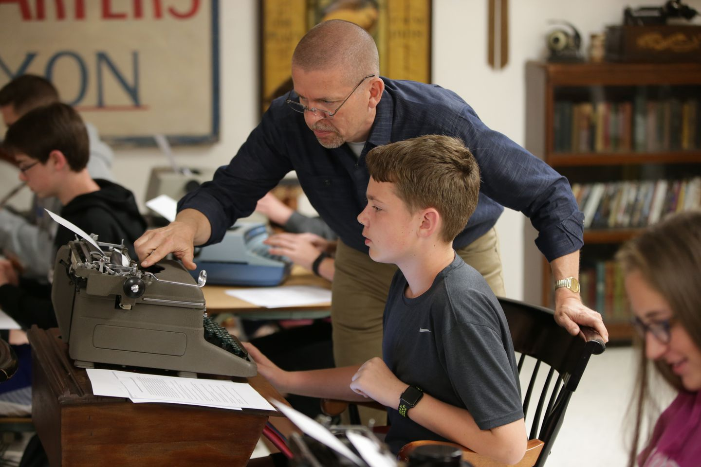 Typing on a manual typewriter