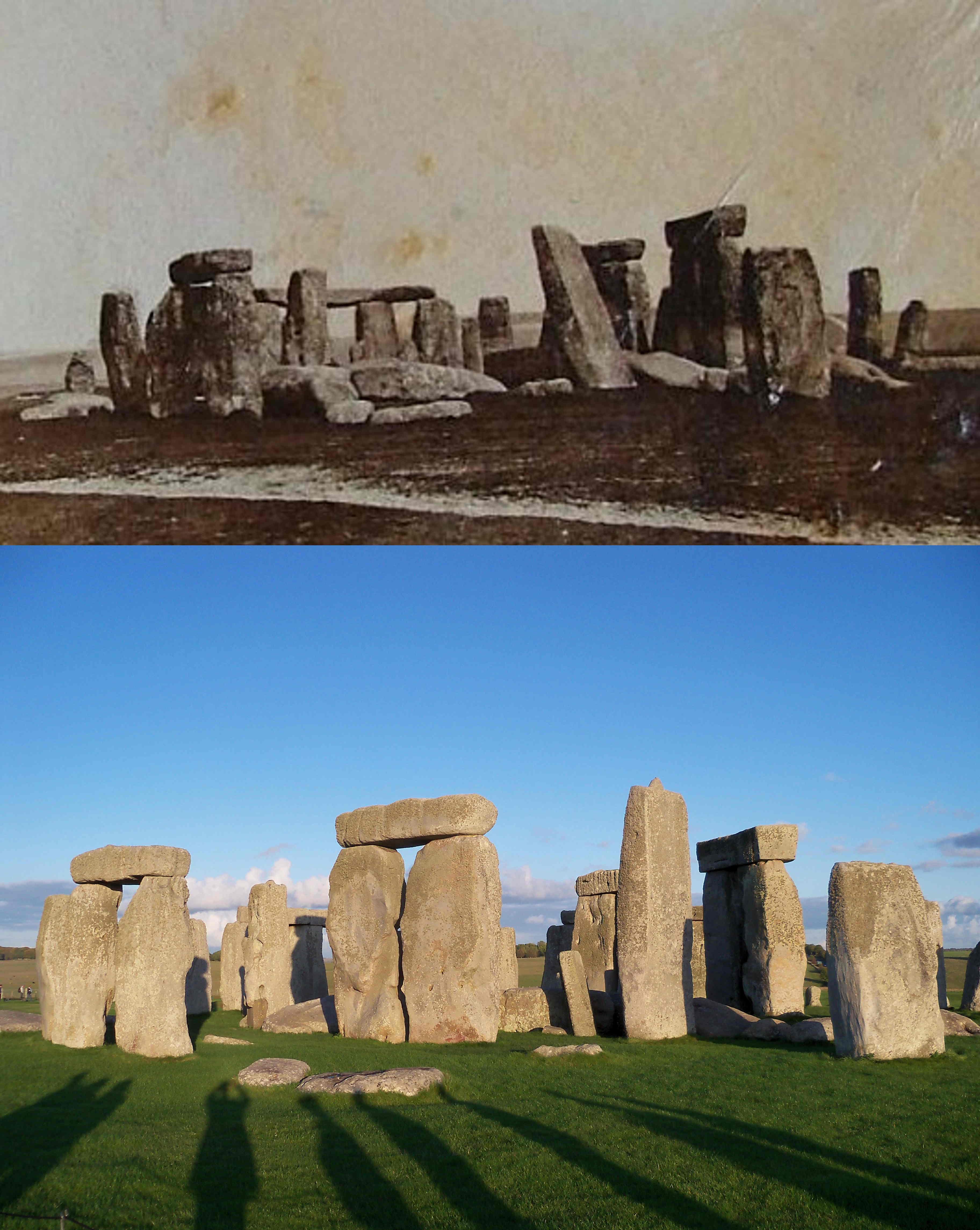 Stonehenge, 1800s vs now