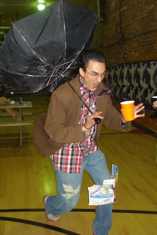 Pretending to Get Blown Away by Wind