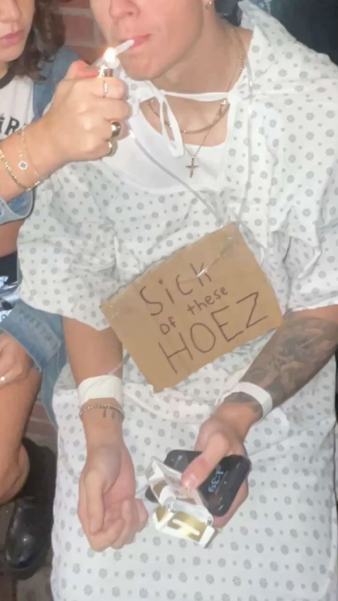 “Sick of the H0ez”, In a Hospital Gown