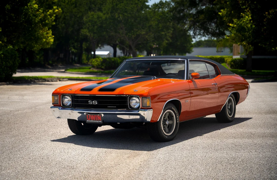 Stripes, stance, and pure ’70s muscle attitude in this Chevelle SS.