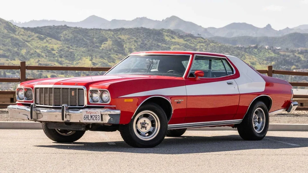 Ford Gran Torino in red and white, a TV star on four wheels.