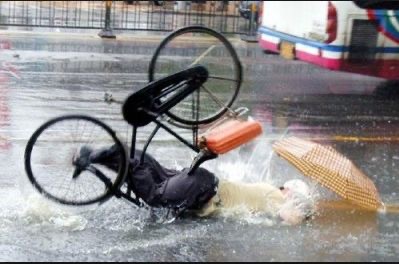 Umbrella? Check. Rain? Check. Balance? Gone.