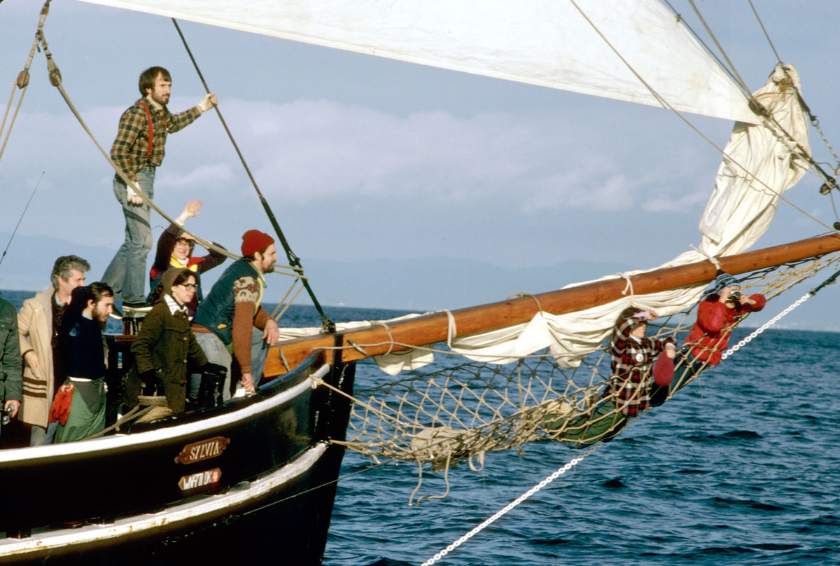 Volunteers aboard the Sylvia braved rough waters on early Greenpeace voyages, sailing into nuclear test zones.