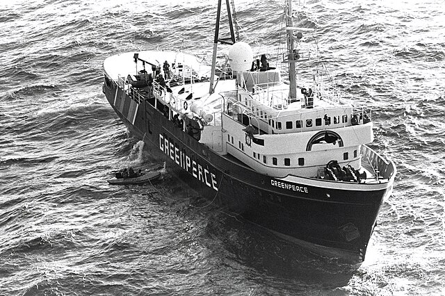 This ship became a workhorse of Greenpeace’s campaigns in the 1980s, confronting whalers, sealing ships, and nuclear test zones across the globe.