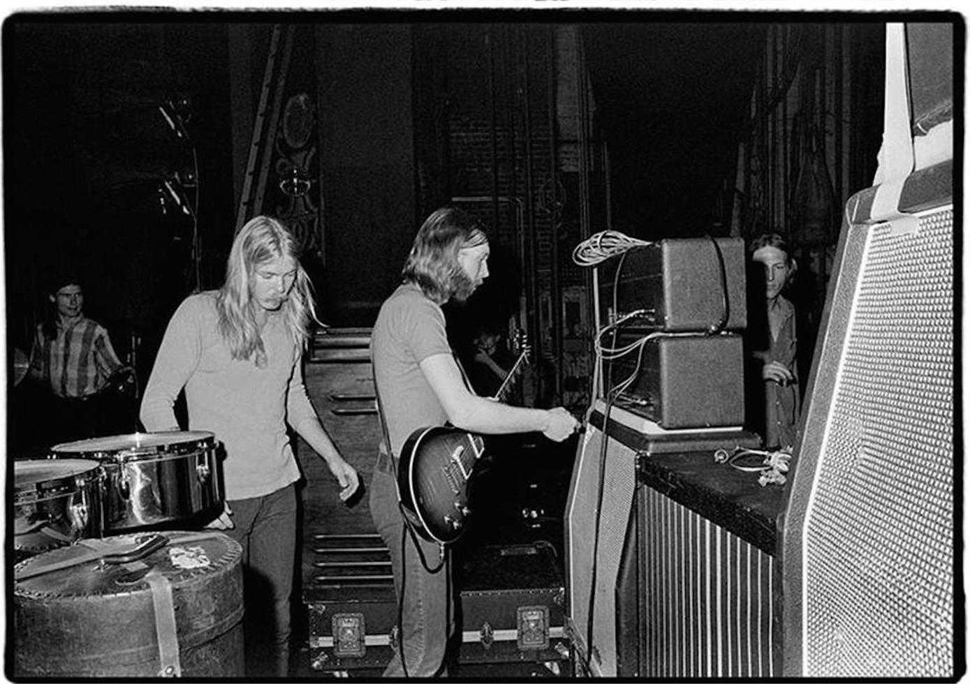 Backstage at the Fillmore East, tuning up before the tapes rolled on history.