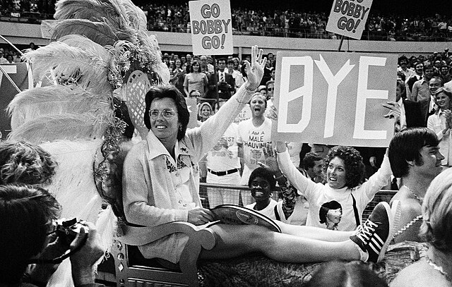 Billie Jean King wins "Battle of the Sexes" tennis match, symbolizing a milestone for women in sports.