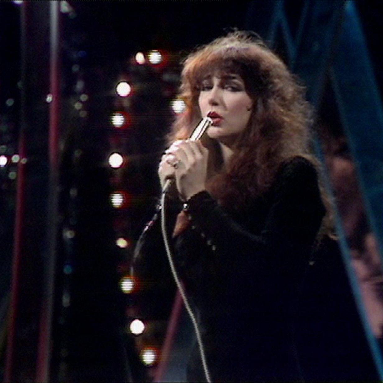 Performing Wuthering Heights on Top of the Pops.