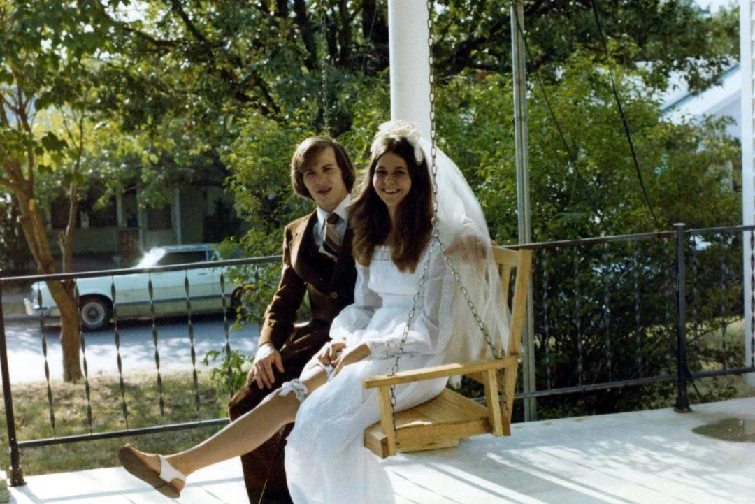 Just married, swinging into forever.