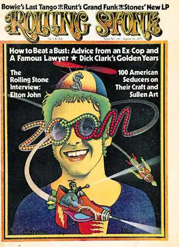 Rolling Stone Magazine grows in influence, featuring stars like Elton in iconic covers.