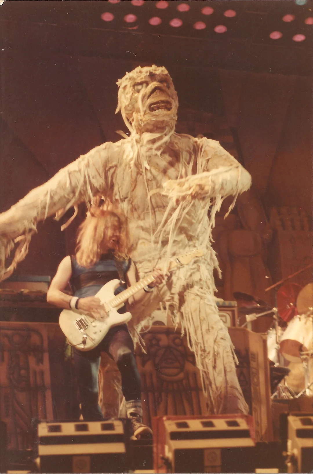 Eddie the Mummy towers over the stage.