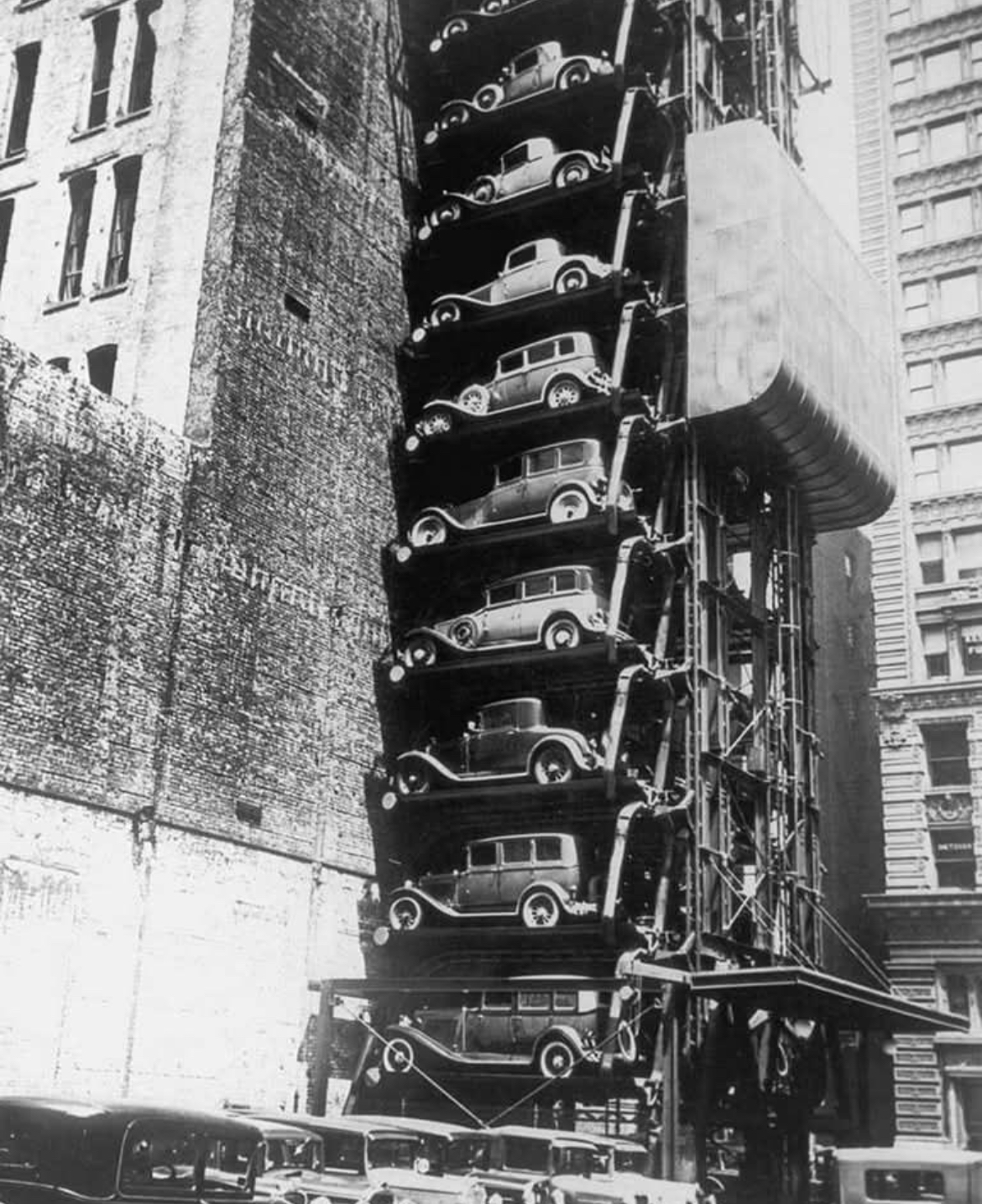 Stack 'Em High: Vertical Parking Lot, NYC