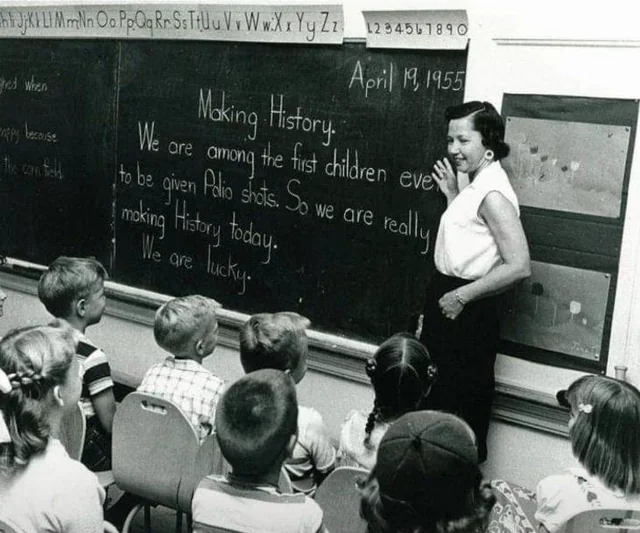 Schoolchildren after the first polio vaccinations, 1955.