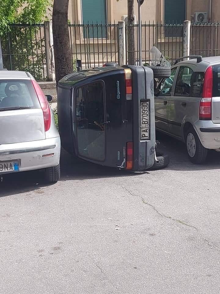 Car Rolled Over in Style: Sideways Parking Champion