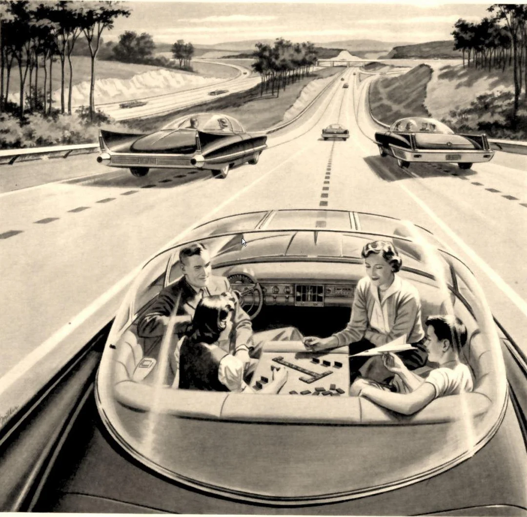 Imagined in the 50s, road trips that involved no driving.
