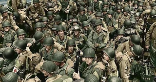 Soldiers waiting for a landing craft.