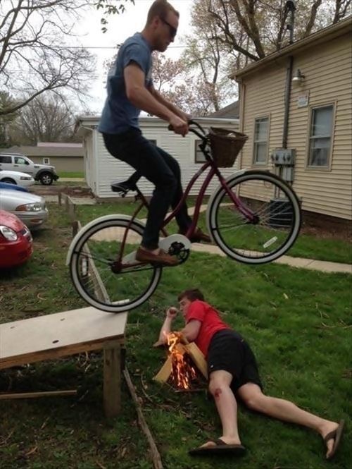 “Trust Me, Bro”: Last Words Before a Bicycle Fire Jump