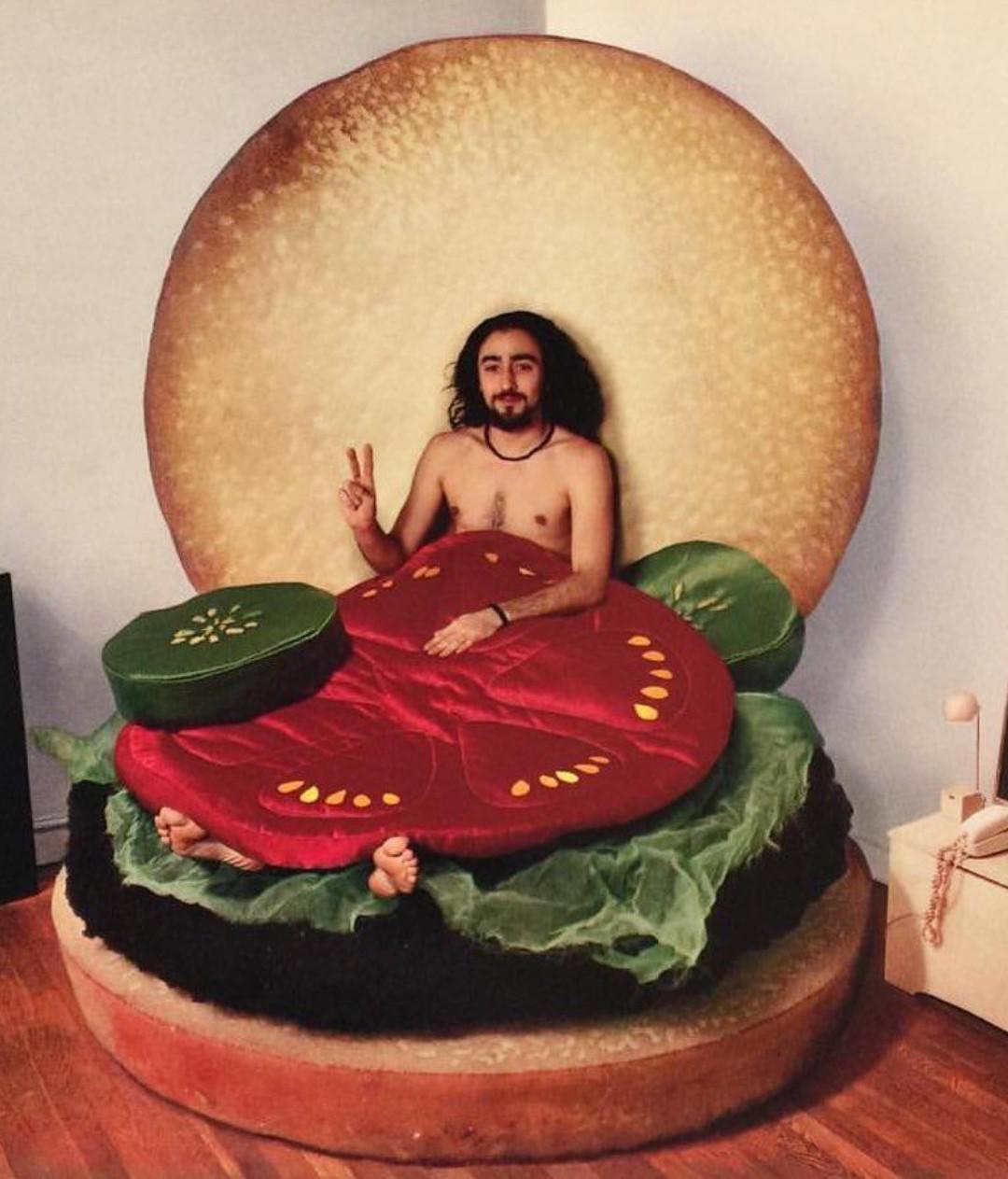 Just taking a nap in my hamburger.