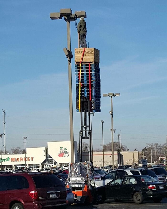 Suspended by a Forklift and a Prayer