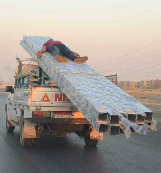 Truck? Check. Tubes? Check. Human Surfboard? Double Check.