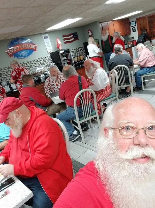 Every universe's Santa Claus just got together for brunch.