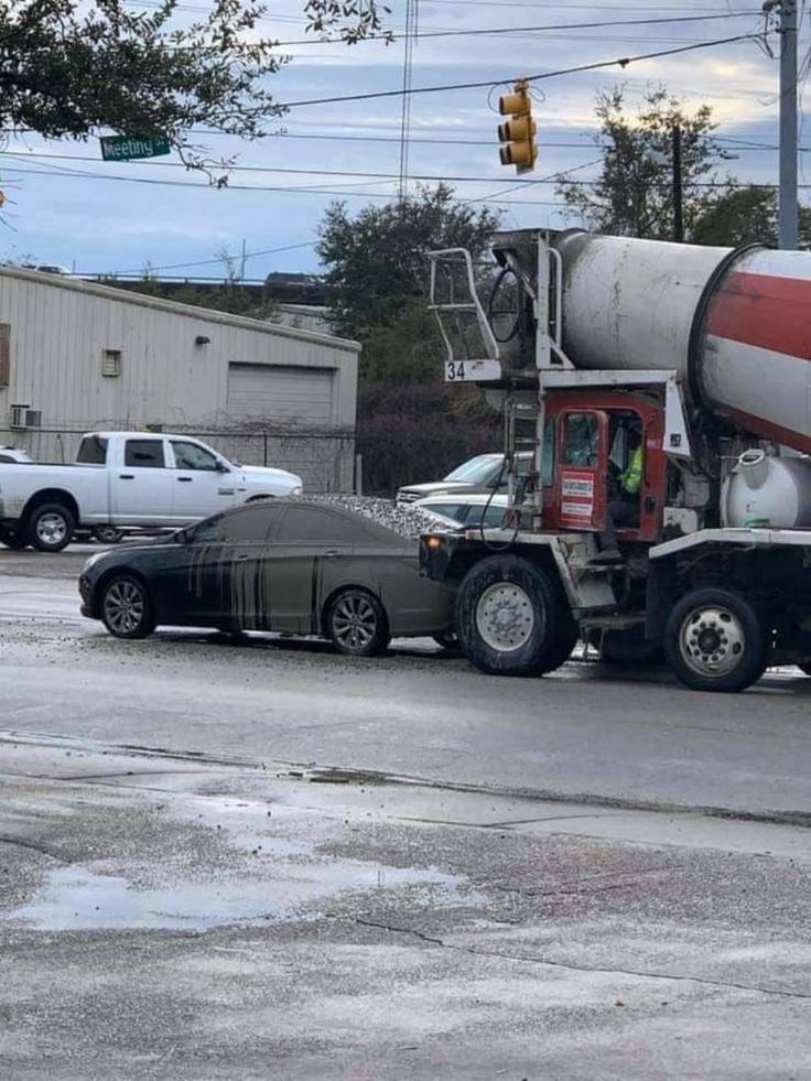 Cement Shower? Car’s Worst Day Ever.