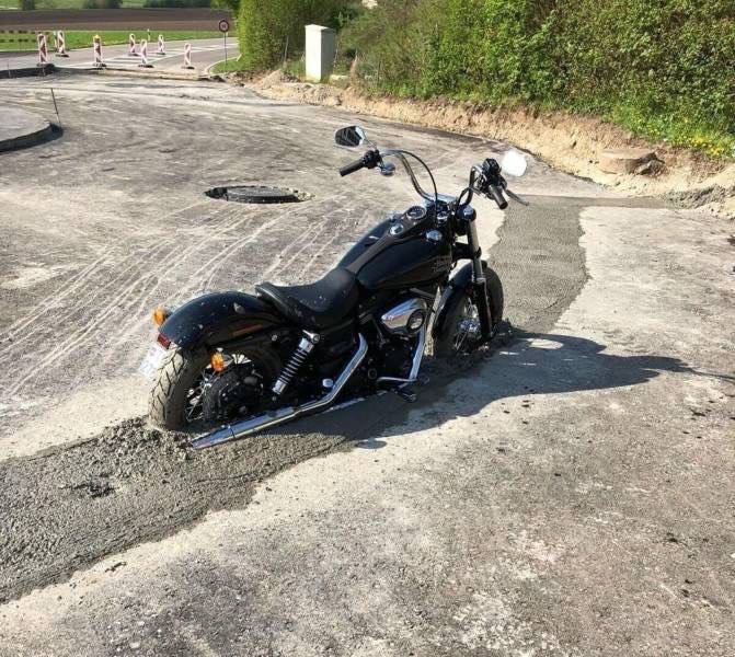 Wet Cement: 1 / Motorcycle: 0