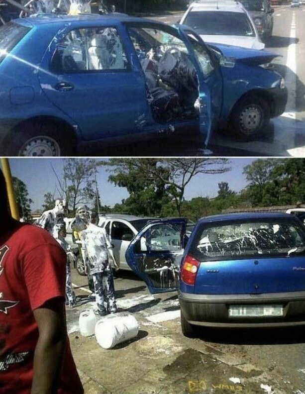 White Disaster Inside a Car