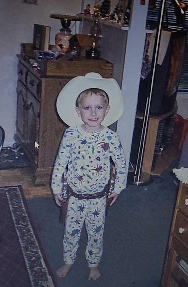 Protecting the living room like a true sheriff.