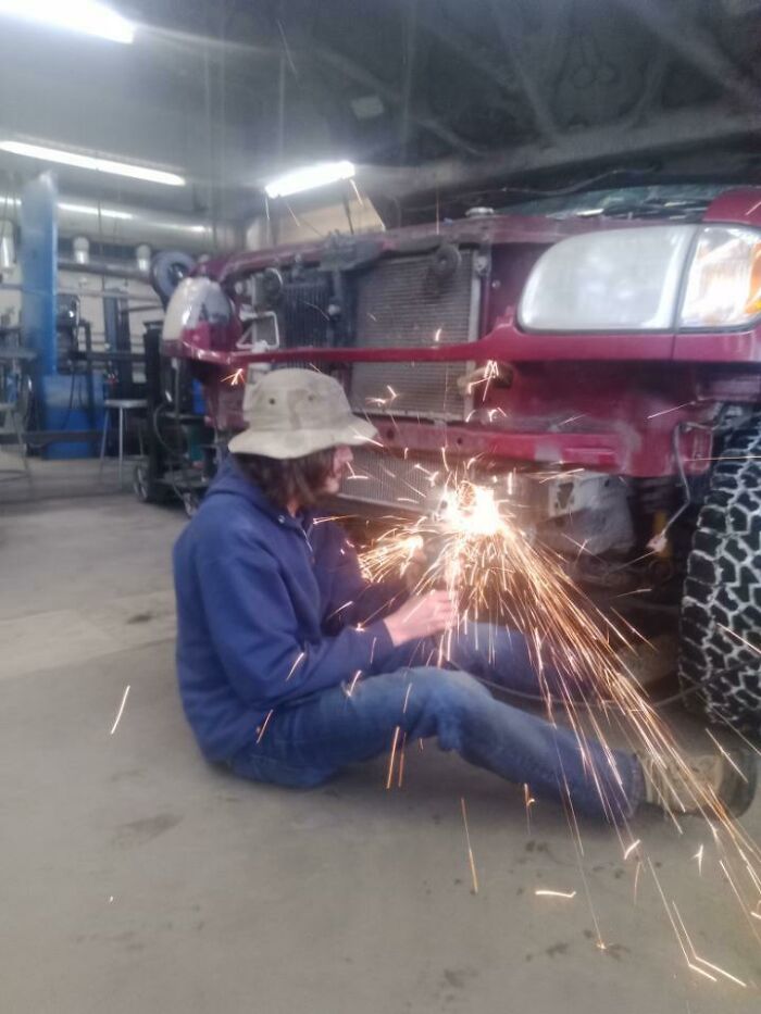 That’s one way to make sure your jeans have that worn effect.