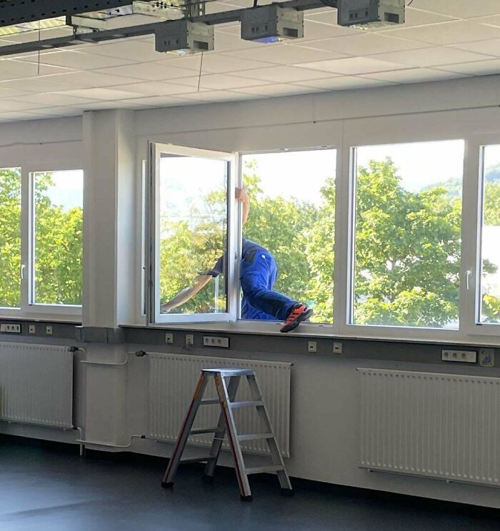 He’s one slip away from learning gravity.