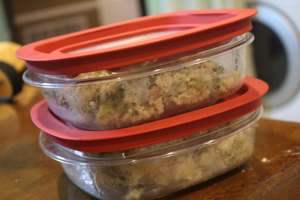 Old tupperware in the fridge