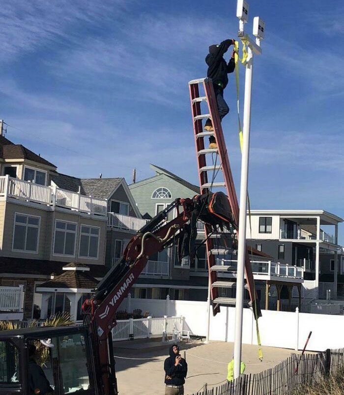 Because one ladder isn't dangerous enough.